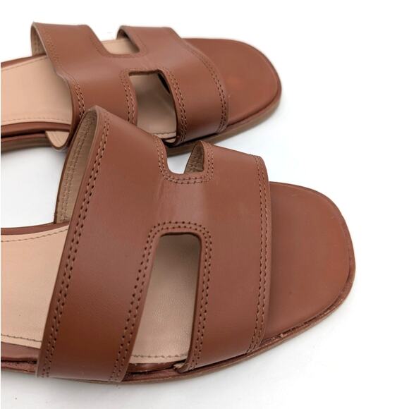 Steve Madden Hazel Slide Sandals Women's Open Toe Cognac Lea Size US8M EU38.5 - Picture 9 of 11